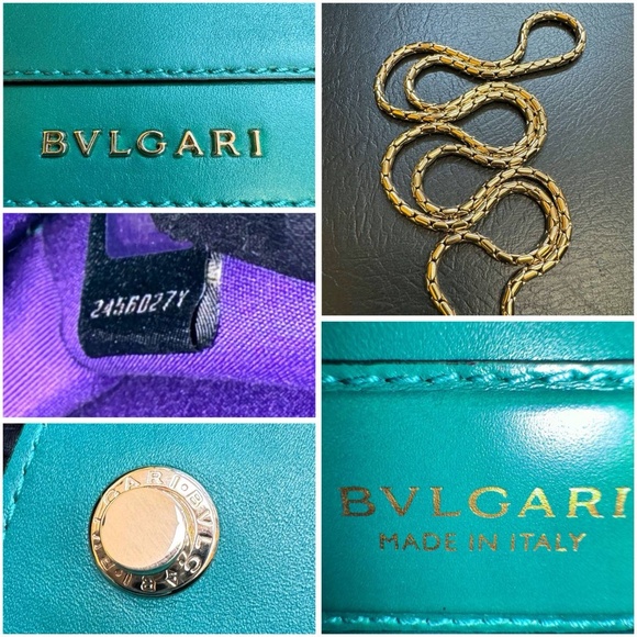 Bvlgari Serpenti Forever Square Cross-body Shoulder Bag calf Leather Emerald gre - Picture 11 of 12